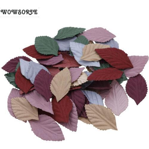 6 Color Green Leaves DIY Flower Wedding Decoration Garland Rose Leaf Foliage Decorative Craft Fake Flowers Accessories 100pcs