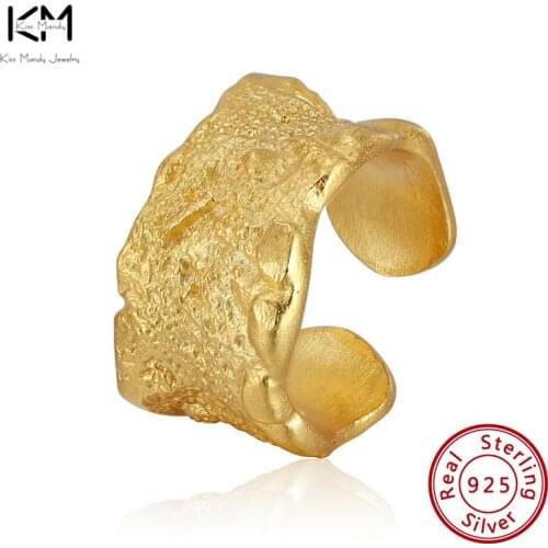 KISS MANDY Fashion Real 925 Sterling Silver Jewelry Gold Plated Punk Half Circle Ear Cuffs Unusual Earrings for Women 1PC CL21