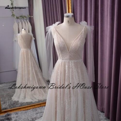 Vestido Novia Boho Beach Wedding Dress 2021 Sexy Mariage Bridal A line V neck Wedding Dresses Spaghetti Straps