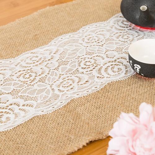 1PCS Burlap Table Runner Flower Lace Natural Rustic Wedding Festival Decor home decorations for christmas
