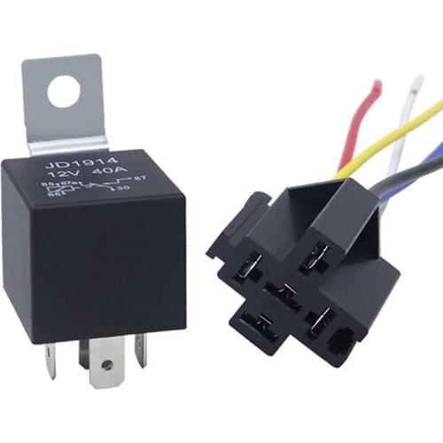 1 Piece Waterproof Automotive Relay 12v 5pin 40a Car Relay 12v 4pin With Black Red Copper Terminal Auto Relay With Relay Socket