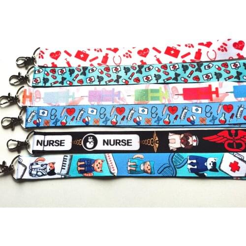 10 pcs Doctor Nurse Straps Lanyard ID Badge Holders Mobile Neck Keychains R-41