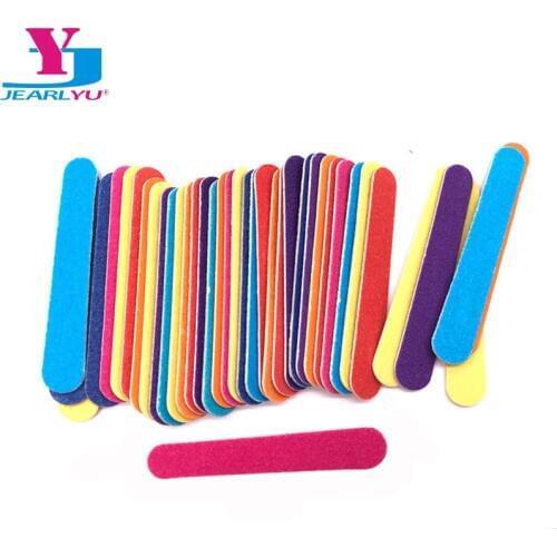 100 Pcs Mix Color MINI Wood Nail Files 180/240 Disposable Sandpaper Files Gel Nail Polish Nagel Vijl Lime Per Unghie Tools