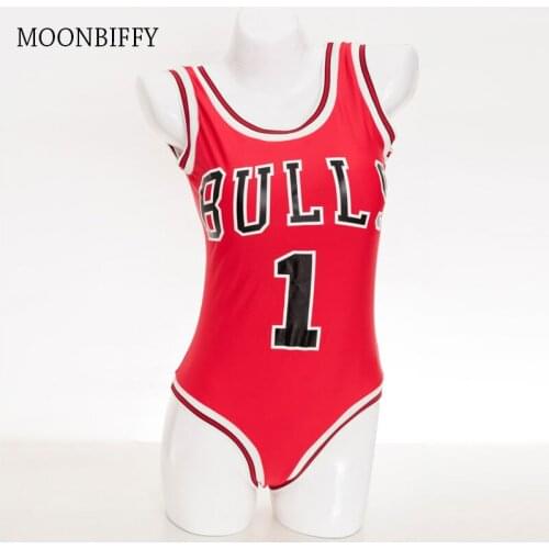 2021 Red Sexy Swimsuit Letter Printed Sport Swimwear Women High Cut Bodysuit Ladies Padded Bra Beachwear Swim Bathing Suit