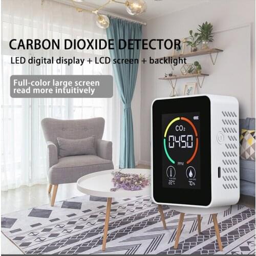 5 in1 CO2 Meter Digital Temperature Humidity Sensor Multifunctional Tester Air Quality Monitor Carbon Dioxide TVOC HCHO Detector
