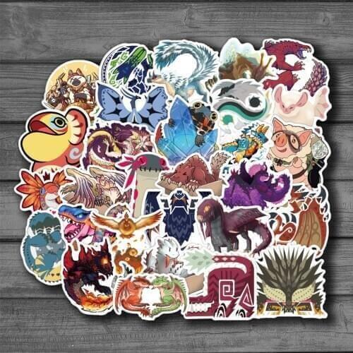 50pcs/pack Hot Game Monster Hunter Stickers For Skateboard Helmet Gift Box Bicycle Computer Notebook Car Decal Childrens Toys