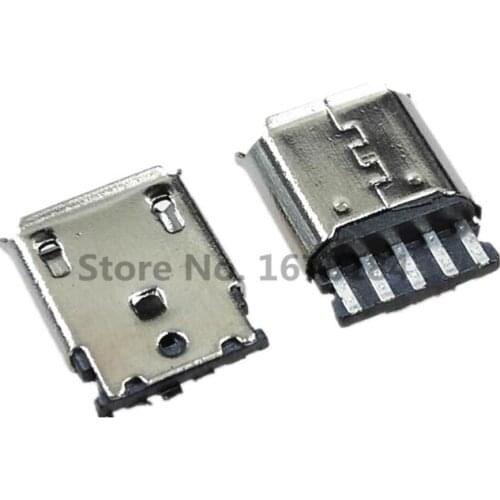 50pcs/lot Micro USB 5pin Female Socket Connector Welding Type for Tail Charging Mobile Phone