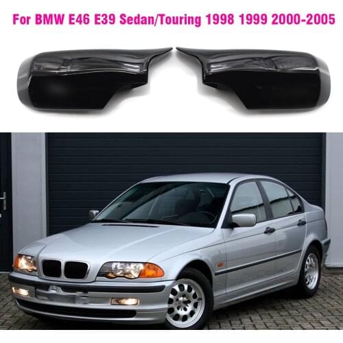 ABS Carbon Fiber Color Gloss Black Rearview Mirror Covers Side Mirror Caps For BMW E46 E39 Sedan/Touring 1998 1999 2000-2005