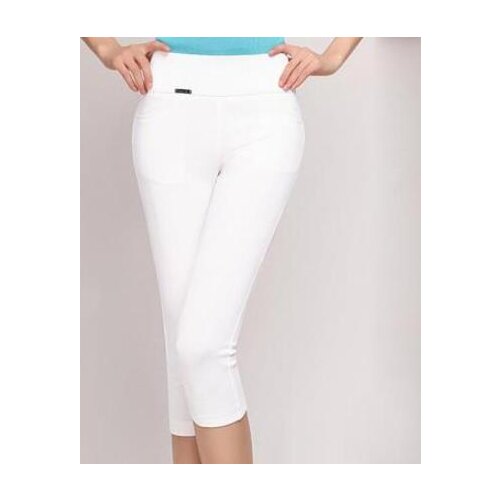 Pants Super Stretch Spring White Plus Size Female Elastic Pants Calf length 6XL Extra Large Size Women Black Capris AE341