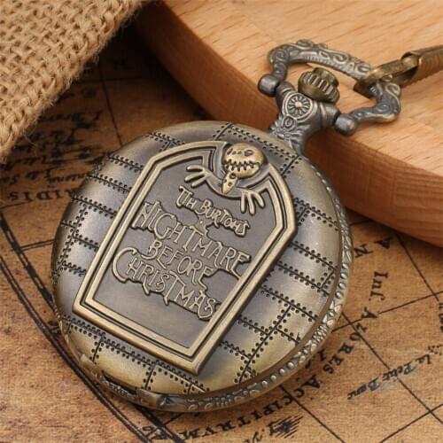 Antique Bronze Nightmare Quartz Pocket Watch Fob Pocket Chain Vintage Pendant Pocket Clock Gifts Kids Men Women