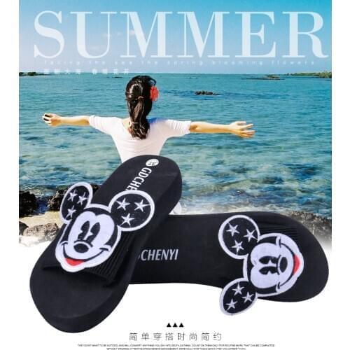 Disney Childrens Slippers Girls Non-slip Beach Shoes Flat Mickey Cartoon Sandals and Slippers