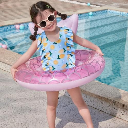 Baby Cartoon Mermaid Inflatable Swimming Ring Float Seat with Backrest for 0-5T Infant Kids Toddlers Summer Water Play Toys