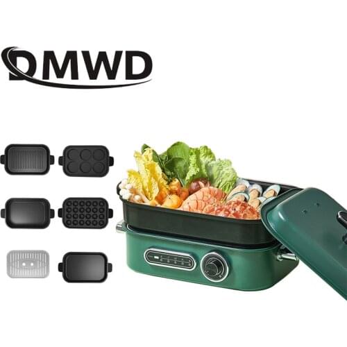 DMWD 2 in 1 Octopus Ball Maker Takoyaki Baking Pan 20 holes Electric Multifunction BBQ Grill Mini Steak Frying Pan Baking Plates