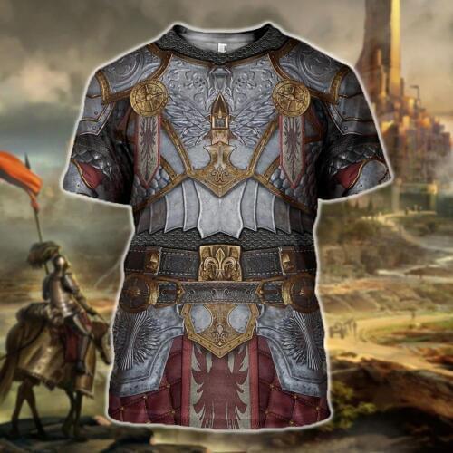 3D printed Knight Medieval Armor t shirt Knights Templar Harajuku Short sleeve shirt street summer Casual Unisex T-shirt DW0042