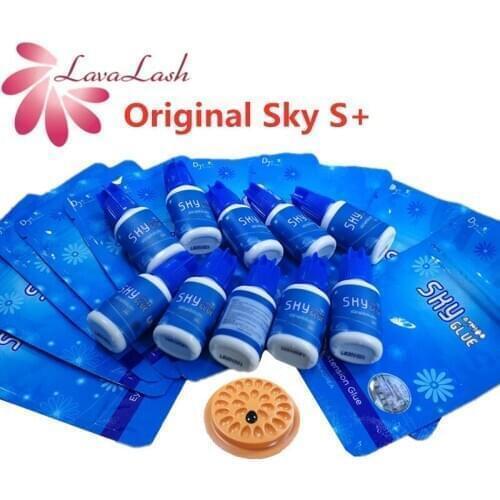 10 Bottles Korea Original Sky S+ Glue for eyelash extensions dry time 1-2 second Blue Cap Black glue 5ml Eyelash Makeup Tools