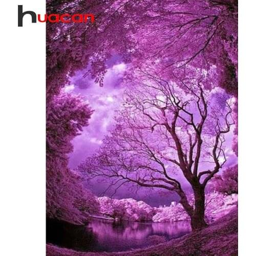 Huacan Diamond Painting Kit Tree 5D DIY Full Diamond Embroidery Mosaic Landscape Picture Of Rhinestones Home Decoration