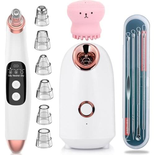 Nano Ionic Face Sprayer Steamer Machine+Pore Cleaner Blackhead Remover+Ultrasonic Skin Scrubber Deep CleaningBeauty Instruments