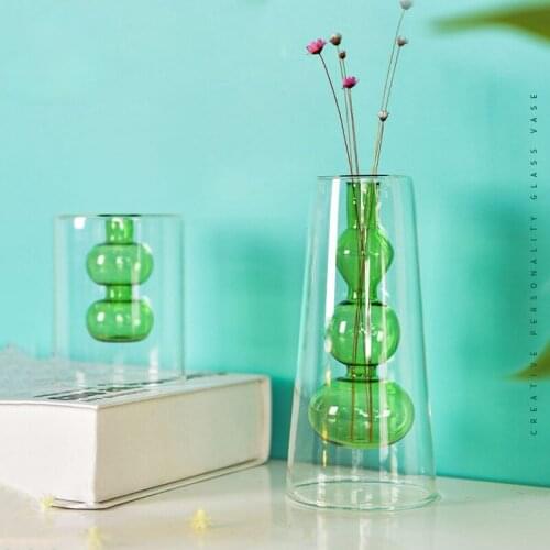 Nordic Ins Double-Layer Hydroponics Vase Glass Flower Arrangement Living Room Table Decoration Ornament Home Decoration