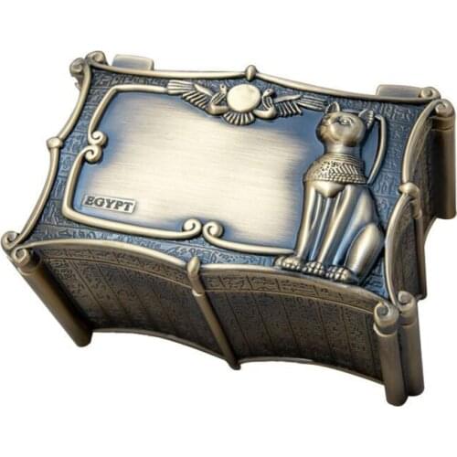 2021 New Vintage Egypt Bastet Cat Metal Anubis Jewelry Box Egyptian Gift Storage Case Home Art Craft Decoration Organizer Casket