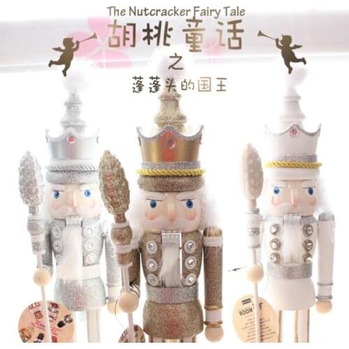 New 42Cm High Christmas Holiday Nutcracker Shining King Vintage German Wooden Table Walnut Toy Zakka Dolls