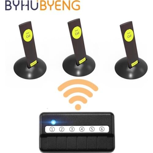 BYHUBYENG Office Calling Table Buzzer Bell Remind Pager For Boss Staff 6 Key Wireless Vibration Transmitter Calling System