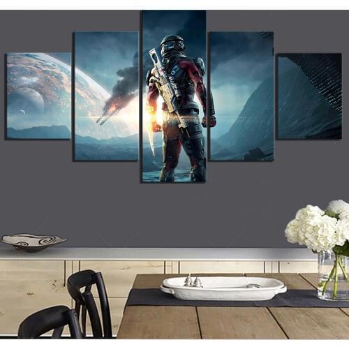 5 Piece Fantasy Art Paintings Mass Effect Andromeda Video Game Posters Canvas Art Wall Paintings for Home Decor