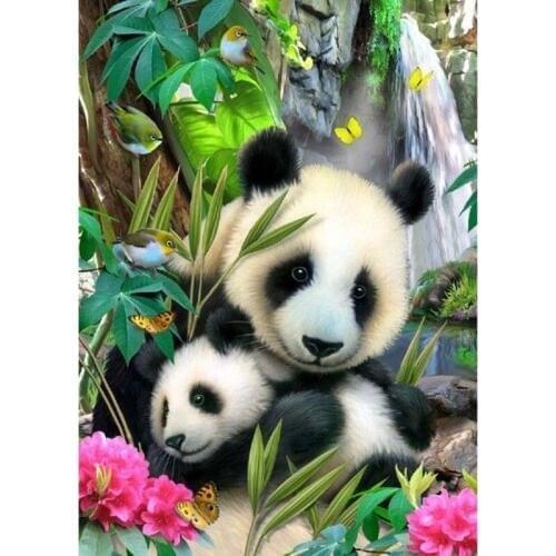 Full Square Diamond 5D DIY Diamond Painting "Panda mother and son" Embroidery Cross Stitch Rhinestone Mosaic Painting Decor