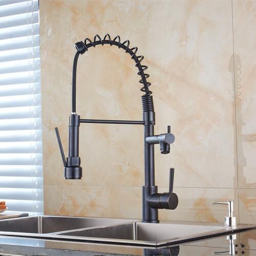 Factory direct home European-style building materials plumbing hardware kitchen sink dish black ancient pull spring faucet