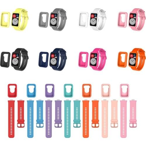 Silicone Soft Edge Protector Case Shell Sleeve Frame Protective Bumper Cover For Huawei Watch Fit Watchband Strap Band Wristband
