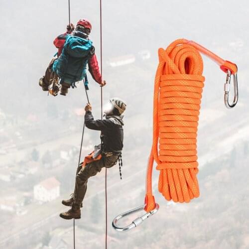 Outdoor Rock Climbing Rope Survival Fire Escape Safety Equipment Carabiner Length 15m Diameter 10mm camping mountaineering