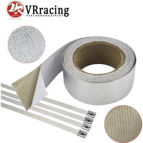 VR - Car Aluminum Reinforced Tape Adhesive Backed Heat Shield Resistant Wrap For Intake pipe WITH 4PCS TIES VR1612