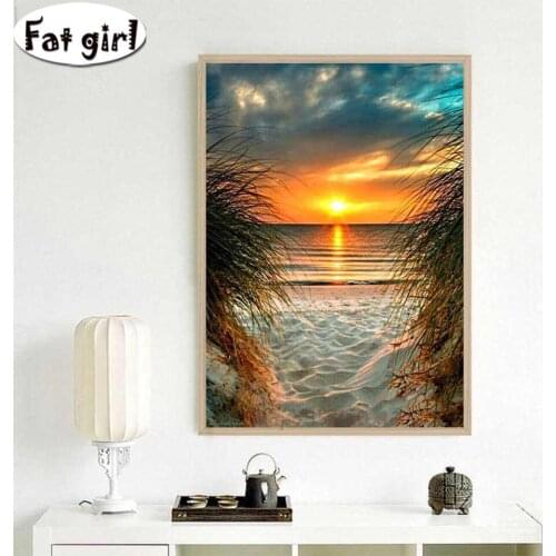 Sunset Beach diy 5D diamond Painting landscape cross stitch diamond embroidery needlework mosaic puzzle Rhinestone gift art