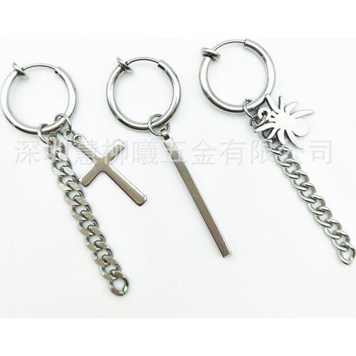 Pendientes Mujer Moda Korean Fashion Jewelry Geometric Long Tassel Cross Spider Stud Earrings Women Brincos Kpop Earrings Men