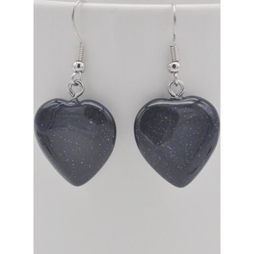 Blue Sandstone Stone Heart GEM Earrings Jewelry For Woman Gift T273