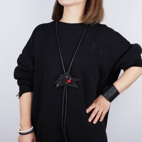 YD&YDBZ Red Bead Statement Necklaces For Women Gothic Chunky Leather Rubber Pendant Necklace Sweater Chain Jewelry Accessories