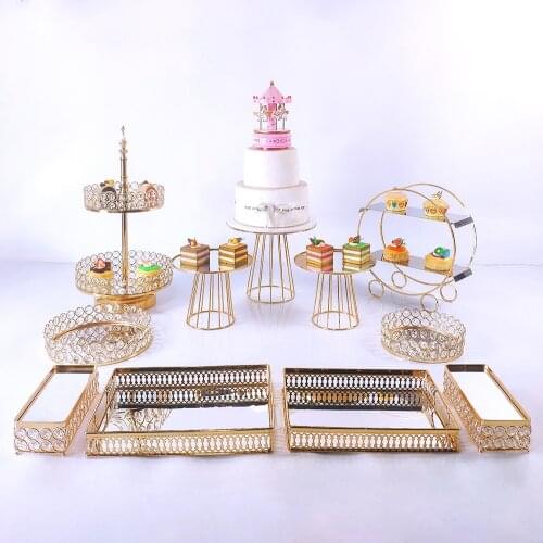 Gold Acrylic Cake Stand Wrought Iron Exquisite Cake Rack Base Dessert Wedding Party Table Candy Bar Table Decor