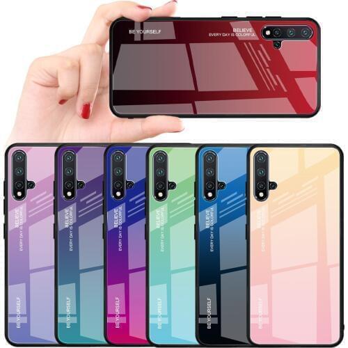 10pcs/lot Gradient Tempered Glass Soft TPU Frame Cases For Huawei P20 Lite 2019 Nova 5i Nova 5 Nova 5Pro P Smart Z Y9PRIME 2019