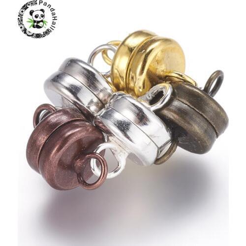 50Sets 11x7mm Brass Magnetic Clasps for Bracelet Necklace Jewelry Findings DIY Making Accessories Sale, Flat Round, Mixed Color