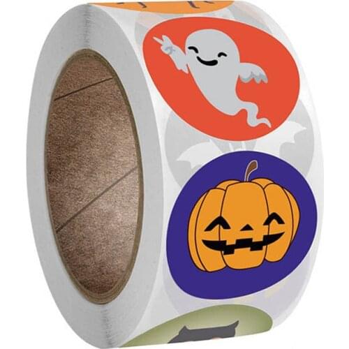 500PCS Round Cartoon Halloween Sticker Thank You Card Box Packaging Label Sealing Sticker Wedding Decoration Stationery