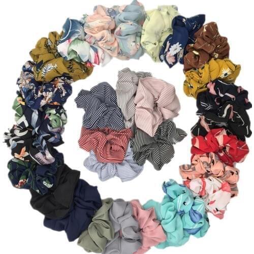 Hair Accessories Ties Scrunchies Headwear Set Chiffon Sequins Glitter Women Girls Strips Fashion Solid Floral Scrunchy 6pcs/pack