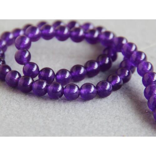 8mm Fashion Purple Purple crystal beads stones round beads DIY chalcedony beads 15" Jewelry making design wholesale
