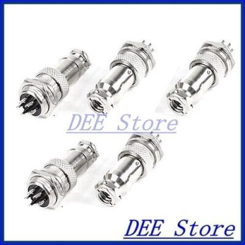 AC 200V 5A 1000V 5 Pin 5P Screw Aviation Connector Plug Joint 5 Pcs