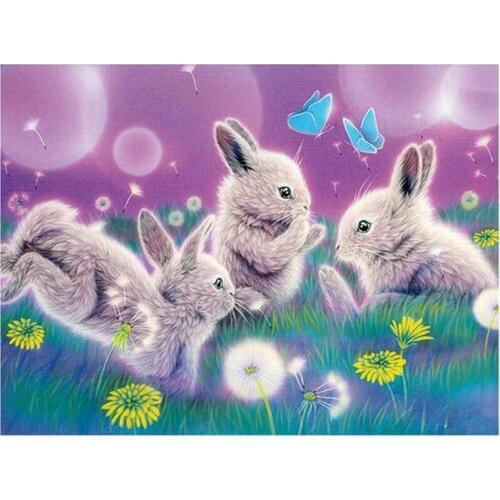 5D Diamond Embroidery Three cute rabbits Diy Diamond Mosaic Pictures Room decor animal Diamond Painting cross stitch