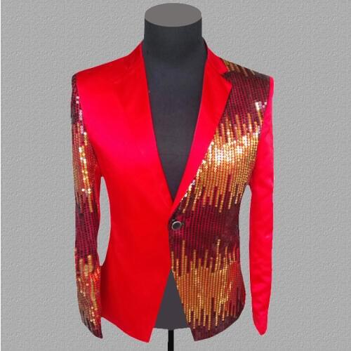 Sequins blazer men suits designs jacket mens stage costumes for singers clothes dance star style dress masculino homme black red