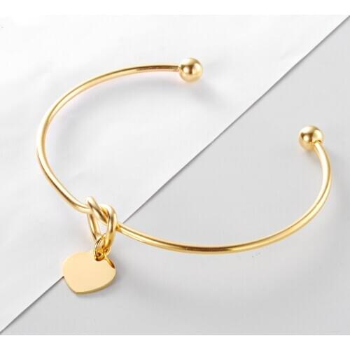 ELANUOYY Stainless Steel Heart Knot Bangle Cuff Bangles Fashion Jewelry Gifts