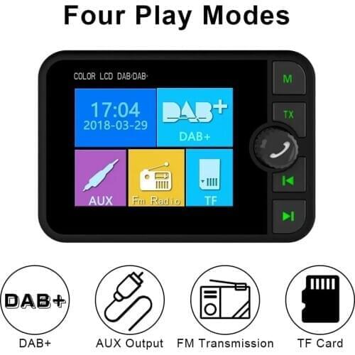 DAB Radio Receiver In Car With Screen Stereo Sound Digital Signal Antenna Broadcast Adapter Dab+ Bluetooth MP3 FM Transmitter