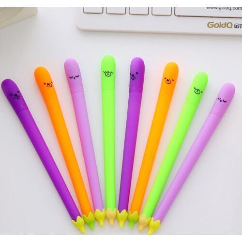 DL Korean stationery creative cartoon eggplant styling neutral pen lovely expression head personality signature pen