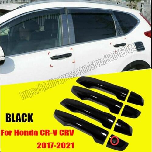 For Honda CRV CR-V 2017 2018 2019 2020 2021 Glossy Black Smart Door Handle Cover Trim