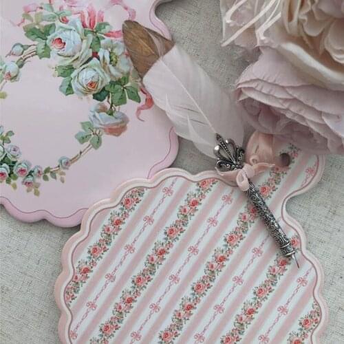 French Ceramic Placemat Pink Printing Coaster Bowl Mat Home Dining Table Decor Placemats Anti-scald Table Mats Small Coaster