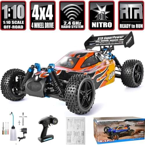 HSP RC Car 1:10 Scale 4wd Off Road Buggy Two Speed Nitro Gas Power Remote Control Car 94106 Warhead Hobby Toys
